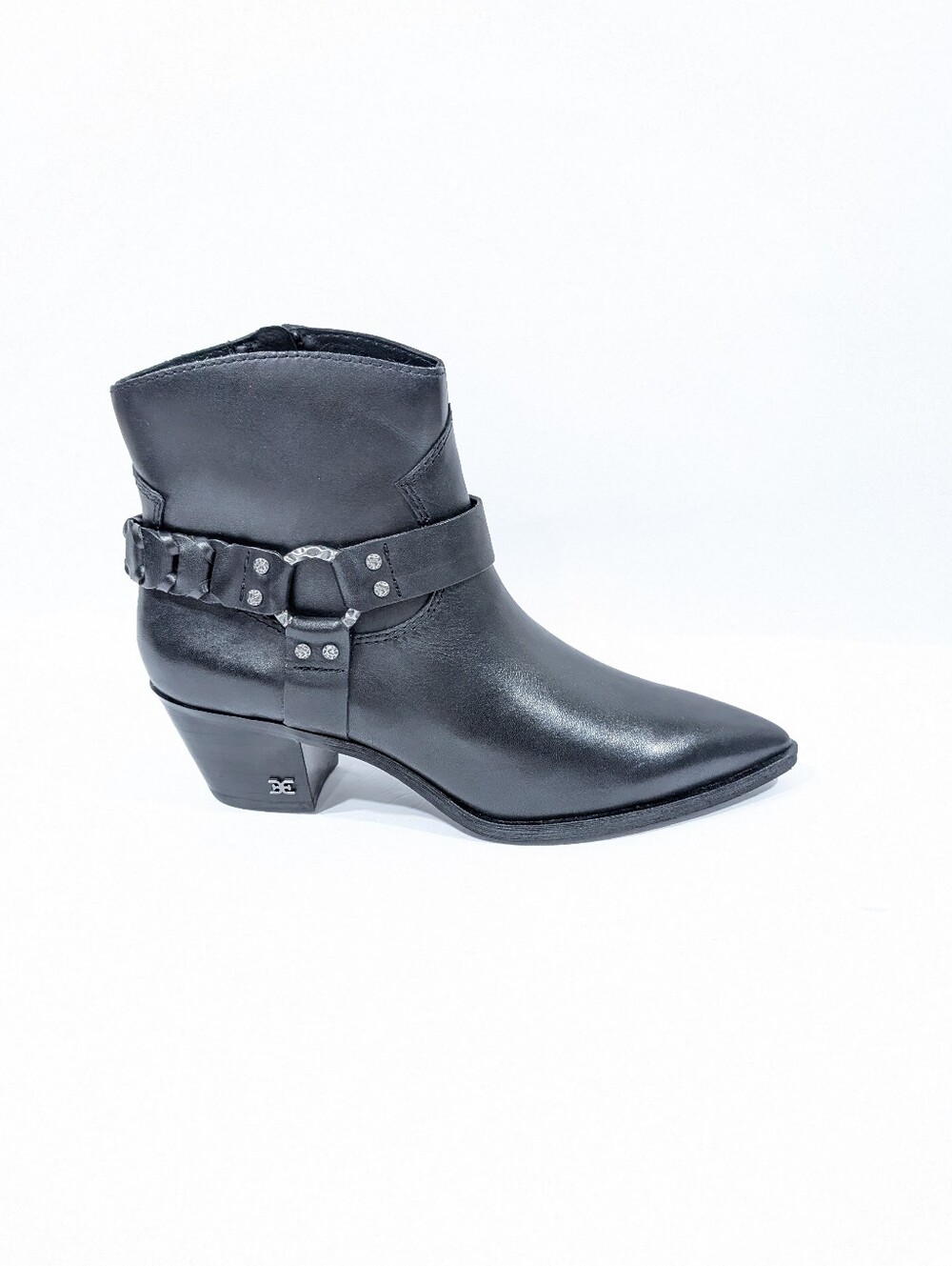 Sam Edelman Black Leather Moto Boots 6.5 New Women Western Booties Riker pointed